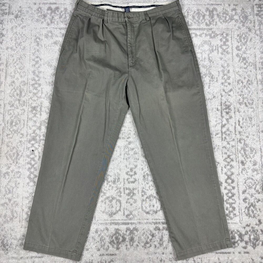 Polo Ralph Lauren Andrew Pant Mens Green Double Pleated Cotton Chino Size 38x30